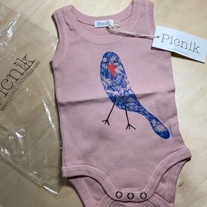 Picnik Mauve Blue Bird body suit tank onesie